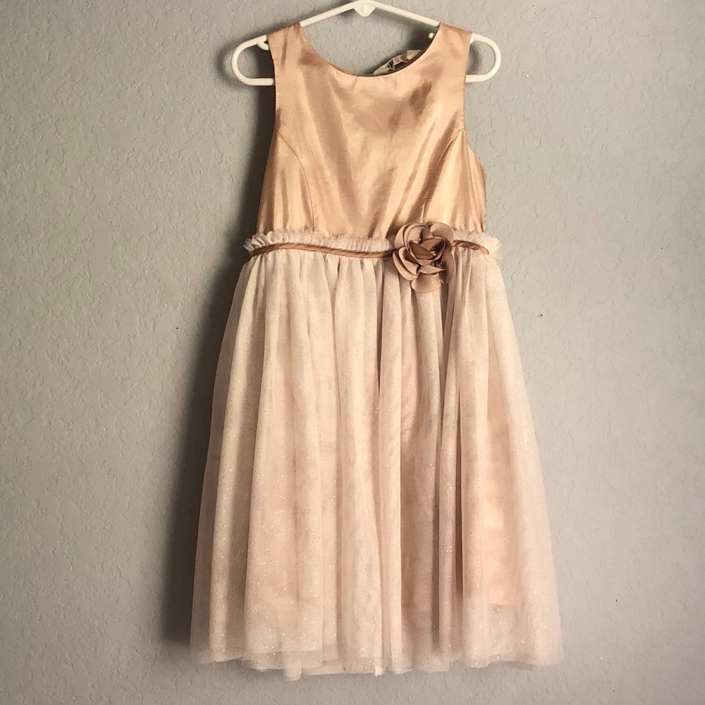 Girls Dress - Gold and White